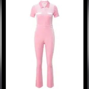 Peachy Den Pinkish/Mauve Zip Front Stretchy Kernel Jersey Knit Jumpsuit NWT L